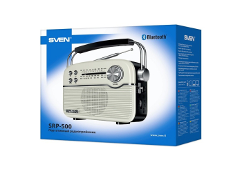 Speakers SVEN Tuner "SRP-500" White 3W, Bluetooth, FM/AM/SW, USB, microSD, AUX, battery