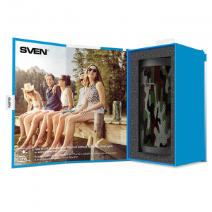 Speakers SVEN "PS-210" 12w(2*6), Camouflage, Bluetooth, TWS, IPx6,microSD,FM,AUX, USB, Mic,1500mA