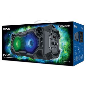 Speakers SVEN "PS-500" 36w, Black, Bluetooth, Karaoke, LED, microSD, FM, AUX, USB, power:2000mA