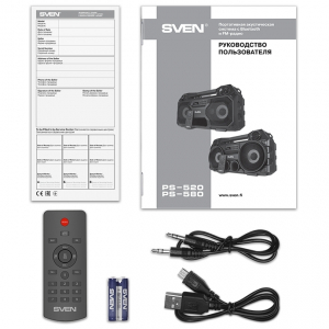 Speakers SVEN "PS-520" 36w, Black, Bluetooth, FM, USB, microSD, LED-display, RC, 2x2000mA*h