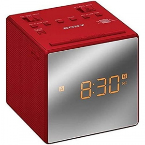 SONY ICF-C1T, Red, Clock Radio with dual alarm, AM/FM