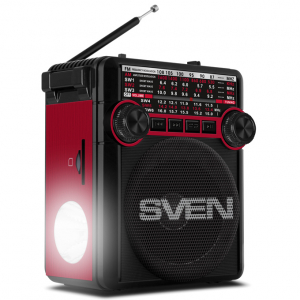 Speakers SVEN Tuner "SRP-355"  Black/Red, 3w, FM, USB, SD/microSD, flashlight