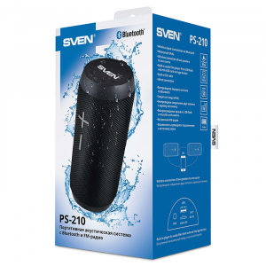 Speakers SVEN "PS-210" 12w(2*6), Black, Bluetooth, TWS, IPx6,microSD,FM,AUX, USB, Mic,1500mA