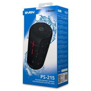 Speakers SVEN "PS-215" 12W, Waterproof (IPx6), TWS, Bluetooth, FM, USB, microSD, 2400mA*h, Black