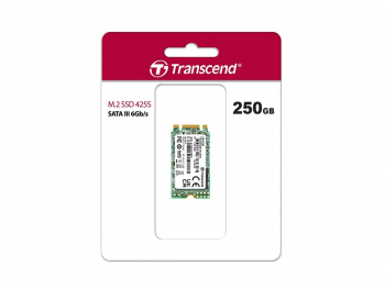 .M.2 SATA SSD  250GB Transcend "TS250GMTS425S" [42mm, R/W:500/330MB/s, 40K/75K IOPS, 90 TBW, 3D TLC]