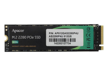 .M.2 NVMe SSD    512GB Apacer AS2280P4U [PCIe 3.0 x4, R/W:3500/2300MB/s, 400/600K IOPS, 350TB,3DTLC]