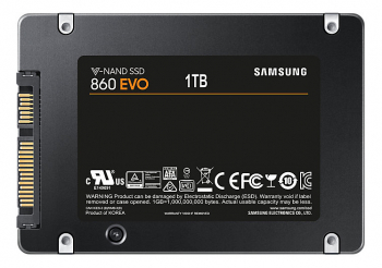 2.5" SATA SSD 1.0TB Samsung  860 EVO "MZ-76E1T0BW" [R/W:550/520MB/s, 98K IOPS, MJX, V-NAND 3bit MLC]