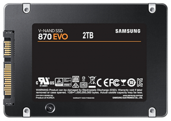 2.5" SATA SSD 2.0TB Samsung  870 EVO "MZ-77E2T0BW" [R/W:560/530MB/s, 98K IOPS, MGX, V-NAND 3bit MLC]
