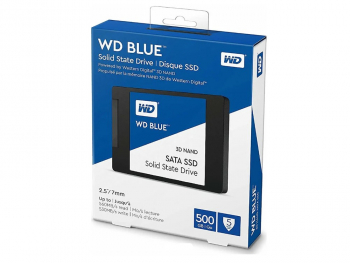 2.5" SATA SSD  500GB  WD Blue  (WDS500G2B0A) [R/W:560/530MB/s, 95/84K IOPS, 3D-NAND TLC BiCS3]