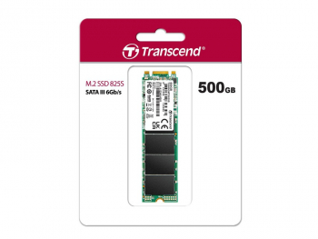 .M.2 SATA SSD  500GB Transcend "TS500GMTS825S" [80mm, R/W:530/480MB/s, 55K/75K IOPS, 180 TBW, 3DTLC]