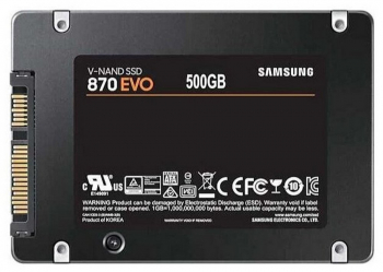 2.5" SATA SSD  500GB Samsung 870 EVO "MZ-77E500BW" [R/W:560/530MB/s, 98K IOPS, MGX, V-NAND 3bit MLC]