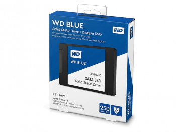 2.5" SATA SSD  250GB  WD Blue  (WDS250G2B0A) [R/W:550/525MB/s, 95/81K IOPS, 3D-NAND TLC BiCS3]