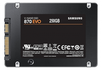2.5" SATA SSD  250GB Samsung 870 EVO "MZ-77E250BW" [R/W:560/530MB/s, 98K IOPS, MGX, V-NAND 3bit MLC]