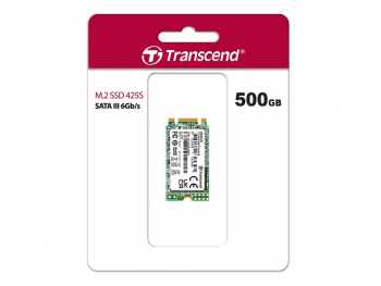 .M.2 SATA SSD  500GB Transcend "TS500GMTS425S" [42mm, R/W:530/480MB/s, 50K/75K IOPS, 180 TBW, 3DTLC]