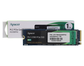 .M.2 NVMe SSD 1.0TB  Apacer AS2280P4U [PCIe 3.0 x4, R/W:3500/3000MB/s, 670/670K IOPS, 760TB, 3D TLC]