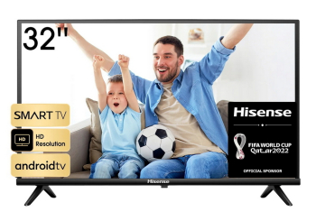 32" LED SMART TV Hisense 32A4HA, 1366x768 HD, Android TV, Black