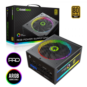 Power Supply ATX 1050W GAMEMAX RGB-1050 Pro, 80+ Gold, LLC+DC/DC, 140mm fan, Fully Modular, RGB