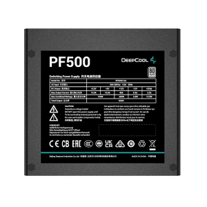 Power Supply ATX 500W Deepcool PF500, 80+, Active PFC,  Black Flat Cables, 120 mm silent fan