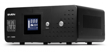 UPS SVEN  RT-1000, 1000VA/600W, Pure sine wave, AVR, LCD, 2 Shuko socket, Metal case, External bat.