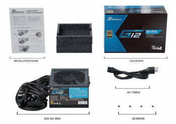  Power Supply ATX 850W Seasonic G12 GC-850, 80+ Gold, 120mm fan, Flat black cables, S2FC