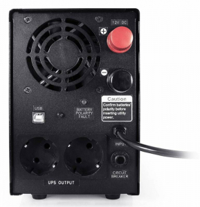 UPS PowerCom INF-800  800VA/480W,12Vdc,10A max charge curr., External Battery Only, 2*Schuko Sockets