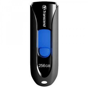 256GB  USB3.1 Flash Drive Transcend "JetFlash  790", Black-Blue, Slider (R/W:90/40MB/s)