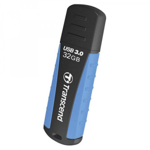  32GB USB3.1 Flash Drive Transcend "JetFlash 810", Black-Blue, Rubber Case (R/W:90/25MB/s)