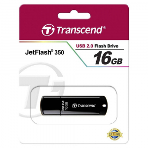  16GB USB2.0 Flash Drive Transcend "JetFlash  350", Black, Classic Cap (R/W:18/6MB/s)