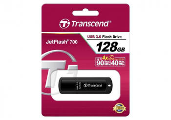 128GB  USB3.1 Flash Drive Transcend "JetFlash  700", Black, Classic Cap (R/W:90/40MB/s)