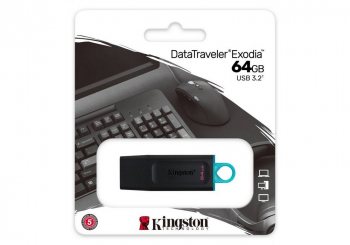  64GB USB3.2 Flash Drive Kingston DataTraveler Exodia (DTX/64GB), Black, Plastic, Classic Cap