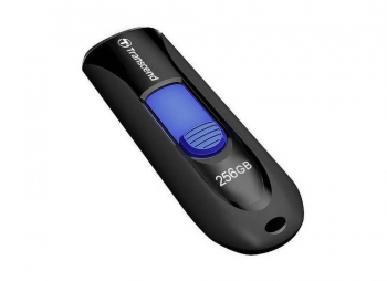 256GB  USB3.1 Flash Drive Transcend "JetFlash  790", Black-Blue, Slider (R/W:90/40MB/s)