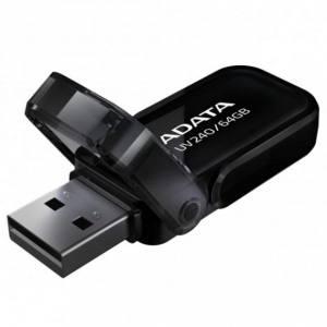  64GB USB2.0 Flash Drive ADATA "UV240", Black, Plastic, Flip Cap (R/W:20/10MB/s)