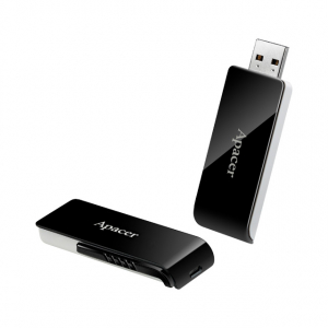  64GB USB3.1 Flash Drive  Apacer "AH350", Black/White, Slider (AP64GAH350B-1)