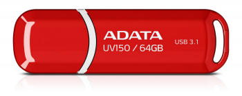  64GB USB3.1 Flash Drive ADATA "UV150", Red, Plastic, Classic Cap (R/W:80/20MB/s)