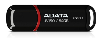  64GB USB3.1 Flash Drive ADATA "UV150", Black, Plastic, Classic Cap (R/W:80/20MB/s)