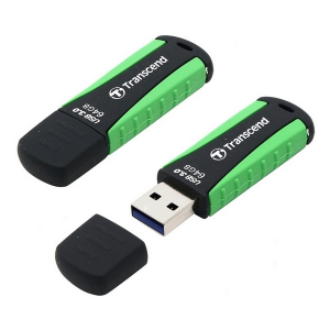  64GB USB3.1 Flash Drive Transcend "JetFlash 810", Black-Green, Rubber Case (R/W:90/30MB/s)