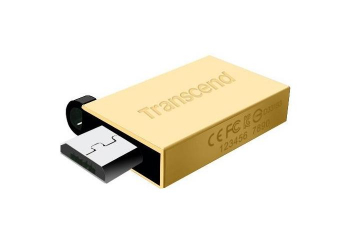  64GB USB2.0/Micro-USB Flash Drive Transcend "JetFlash 380", Gold, Metal Case, OTG (R/W:20/10MB/s)