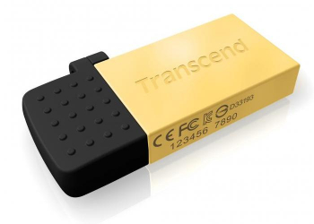  64GB USB2.0/Micro-USB Flash Drive Transcend "JetFlash 380", Gold, Metal Case, OTG (R/W:20/10MB/s)