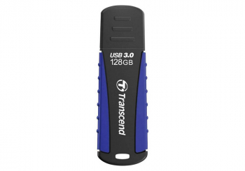 128GB  USB3.1 Flash Drive Transcend "JetFlash 810", Black-Blue, Rubber Case (R/W:90/45MB/s)