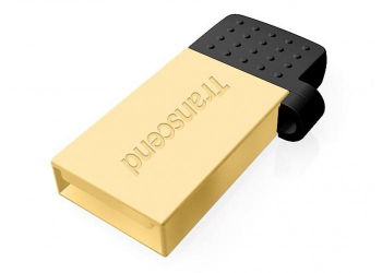  64GB USB2.0/Micro-USB Flash Drive Transcend "JetFlash 380", Gold, Metal Case, OTG (R/W:20/10MB/s)