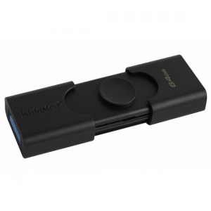  64GB USB3.2 Type-A/Type-C Flash Drive Kingston DataTraveler® Duo (DTDE/64GB), Black, Dual Slider