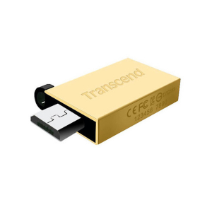  64GB USB2.0/Micro-USB Flash Drive Transcend "JetFlash 380", Gold, Metal Case, OTG (R/W:20/10MB/s)