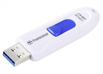 128GB  USB3.1 Flash Drive Transcend "JetFlash  790", White-Blue, Slider (R/W:90/40MB/s)