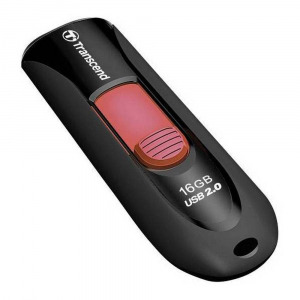  16GB USB2.0 Flash Drive Transcend "JetFlash  590", Black, Slider (R/W:18/6MB/s)