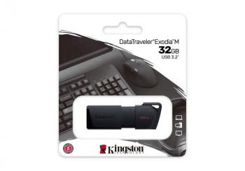  32GB USB3.2 Flash Drive Kingston DataTraveler Exodia (DTXM/32GB), Black-Black, Plastic, Slider Cap