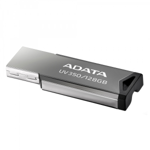 128GB USB3.1 Flash Drive ADATA "UV350", Silver, Metal Case, Slim Capless, Keychain (R/W:60/30MB/s)