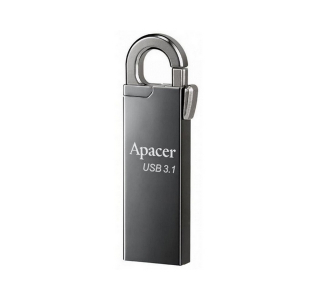  32GB USB3.1 Flash Drive Apacer "AH15A", Dark Gray, Metal, Keychain-Carabin, Capless (AP32GAH15AA-1)