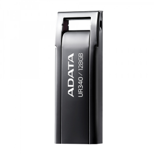 128GB USB3.1 Flash Drive ADATA "UR340", Black, Metal Case, Slim Capless, Keychain (R:Up to 100 MB/s)