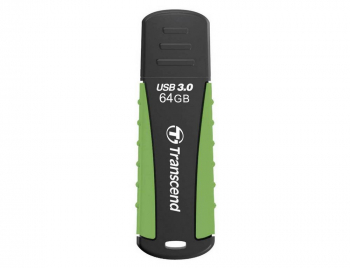  64GB USB3.1 Flash Drive Transcend "JetFlash 810", Black-Green, Rubber Case (R/W:90/30MB/s)