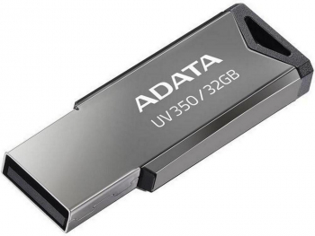  32GB USB3.1 Flash Drive ADATA "UV350", Silver, Metal Case, Slim Capless, Keychain (R/W:60/30MB/s)